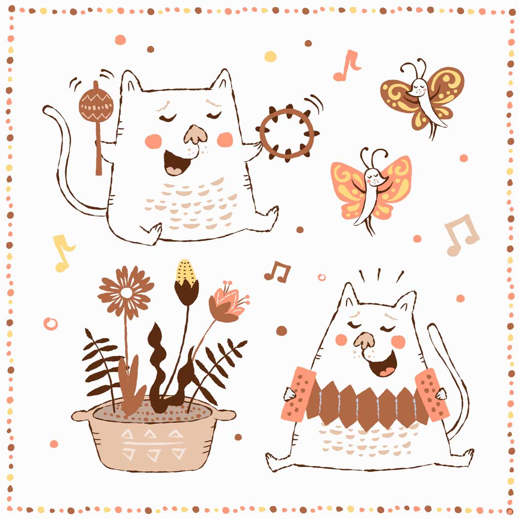 Musical Cats Illustration