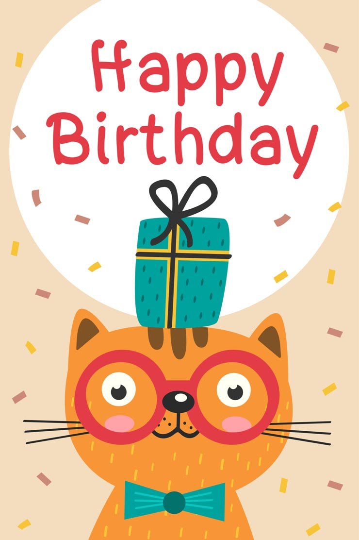 Colourful Birthday Cat eCard