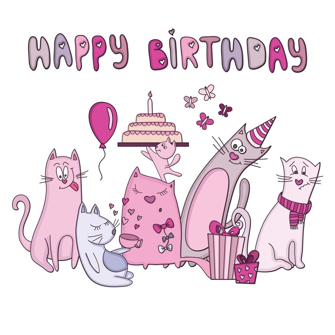 The 5 Cats Birthday Greetings