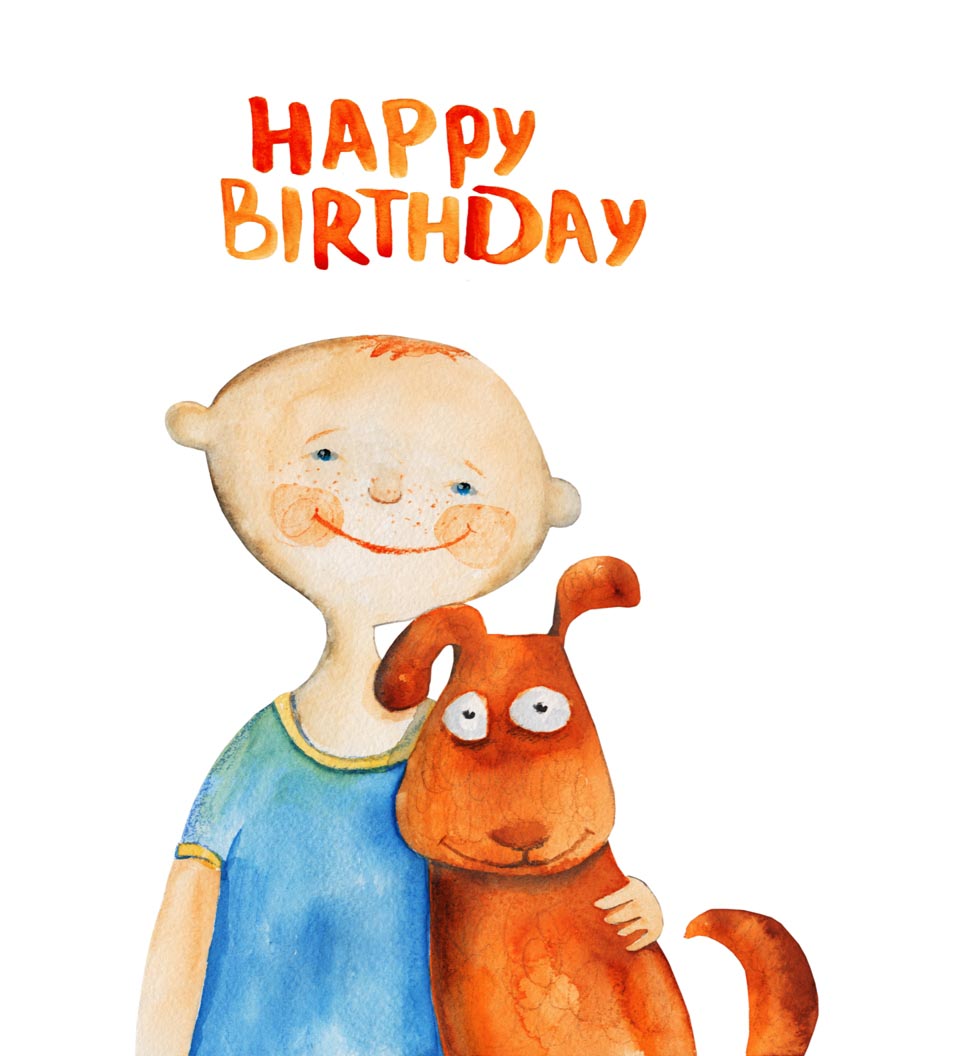Boy & Dog Birthday eCard