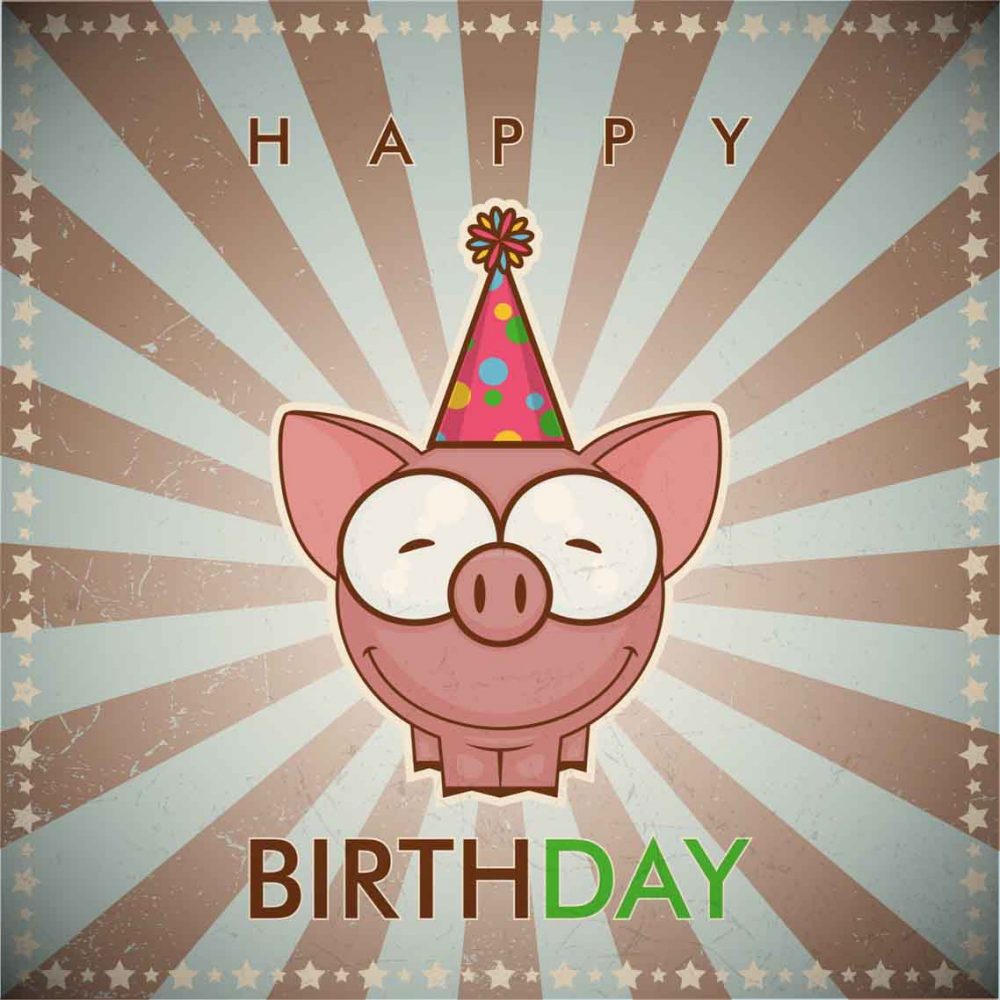 Happy Birthday Piggie eCard : Animal Lover Charity Card