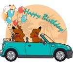 Happy Birthday Two Dogs in a Car