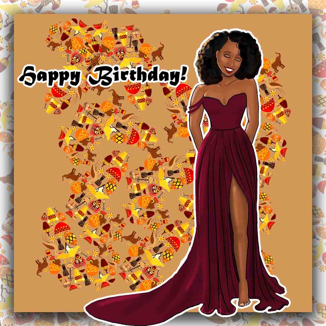 Happy Birthday Elegant black woman eCard
