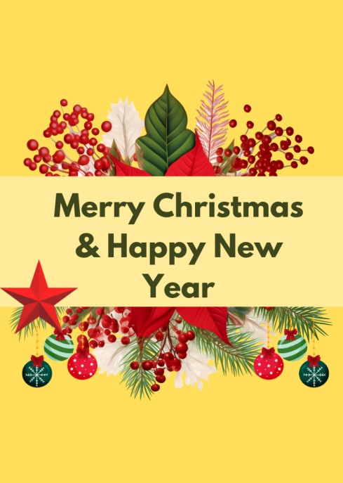 Festive Merry Christmas & Happy New Year Ecard