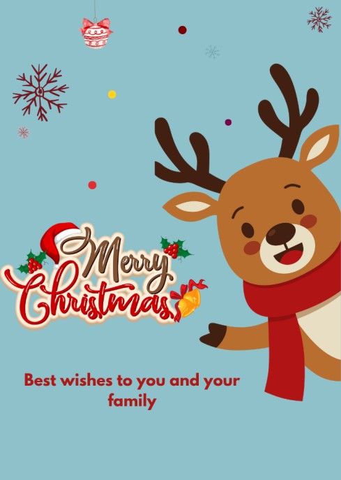 Cute Reindeer Merry Christmas eCard