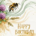 Bee Watercolour Birthday Digital Card