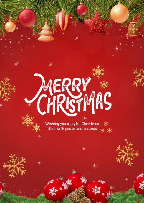 Festive Red Ornament Christmas Digital Card