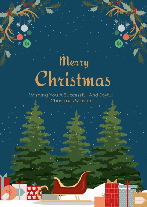 Classic Forest Sleigh Christmas Digital Card