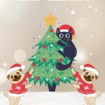 Pugs and Cat Christmas Digital Card