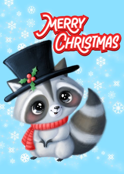 Raccoon Christmas Digital Card Raccoon Christmas Digital Card