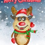 Watercolour Reindeer Christmas Digital Card
