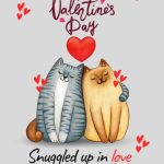 Snuggled Up Cats Valentine Digital Card for Couples